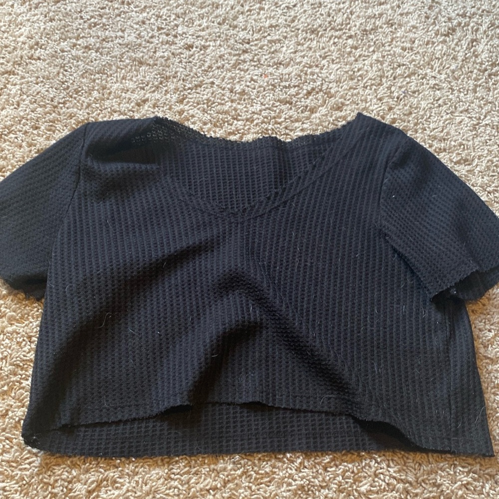 Black off the shoulder crop top